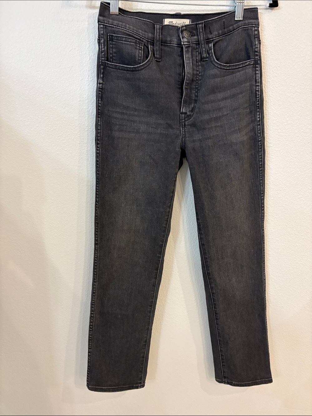 Madewell Roadtripper Stovepipe Black Denim Jeans with Branded Button